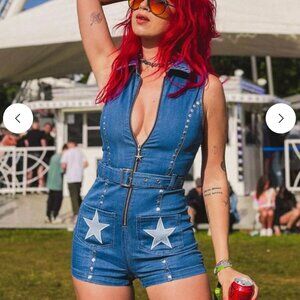 Easy Tiger Showtime Playsuit in Blue NWT